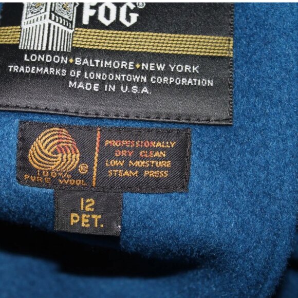 Vintage 70's Long Blue Wool Coat Button Front London Fog Made in USA ACTWU 12 P - Picture 5 of 16